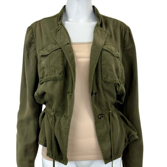 White House Black Market Olive Soft Utility Jacket — Cinched Waist — Size 8 - Picture 1 of 9